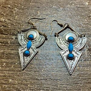 Silver and turquoise drop earrings